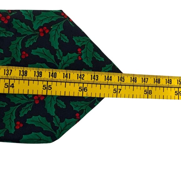 Hallmark Yule Tie Greetings Holiday Holly Polyester Christmas Mens Necktie Gift - Picture 9 of 9